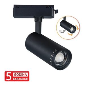 M205015-B 20W 4000K crni zumabilni 20-60* monofazni šinski reflektor 58x152mm